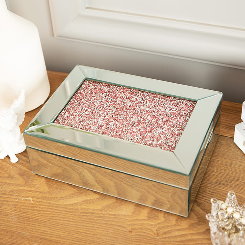 Maßgeschneiderte verspiegelte Schmuckschatulle Schmuckschatulle Frauen Schmuckschatulle Organizer mit Kristall