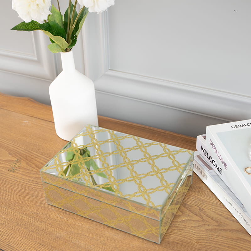 Glasspiegel-Schmuckkästchen mit