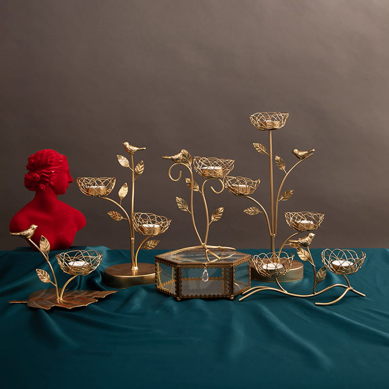 Eisenzweige Vogelnestförmiger Teelichthalter Kerzenhalter aus Metall für Hochzeitsdekorationen, Partys oder alltägliche Heimdekoration