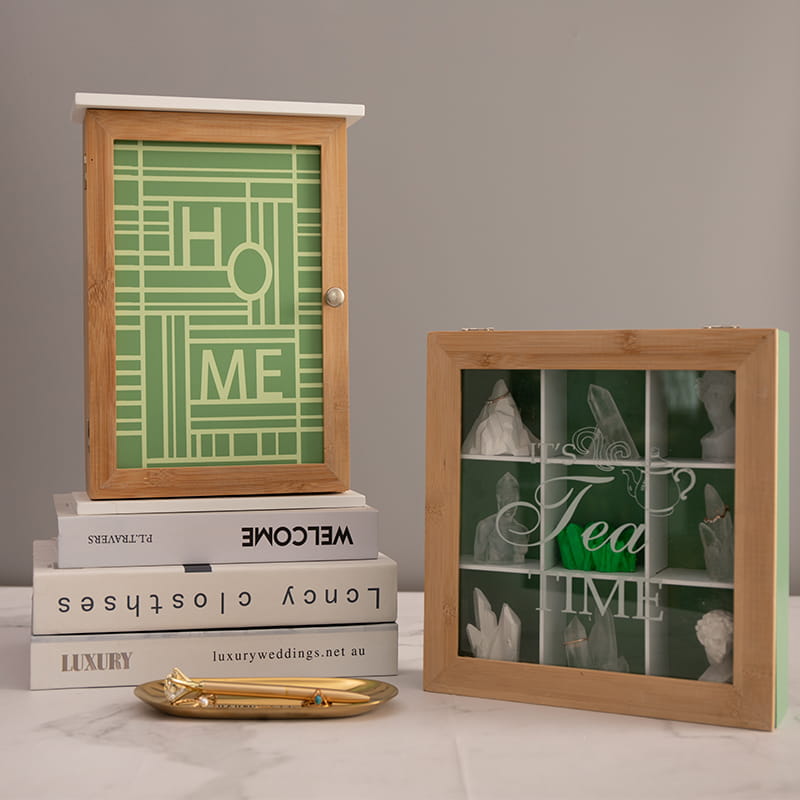 Aufbewahrungsbox aus Kunststoff mit mehreren Rastern, grün, durchsichtig